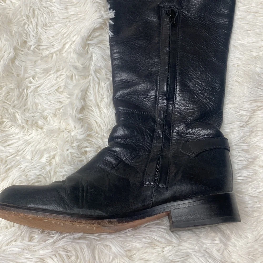 Steve Madden Black Over The Knee Leather Riding Boots Size 6.5